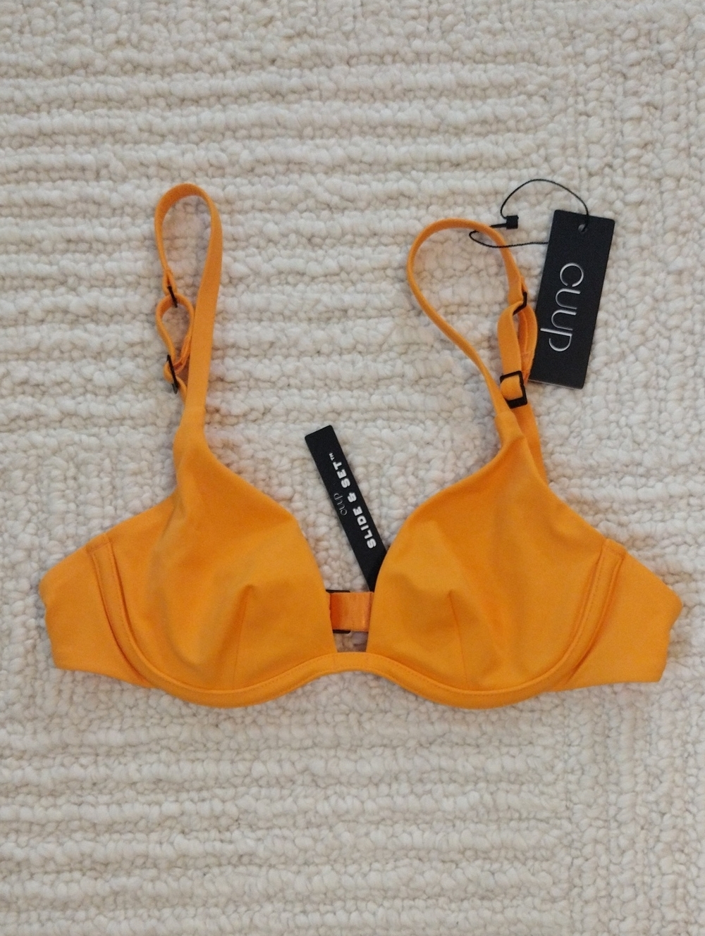 CUUP The Plunge Orange Underwire Bikini Top Size Small Summer Beach Vacation